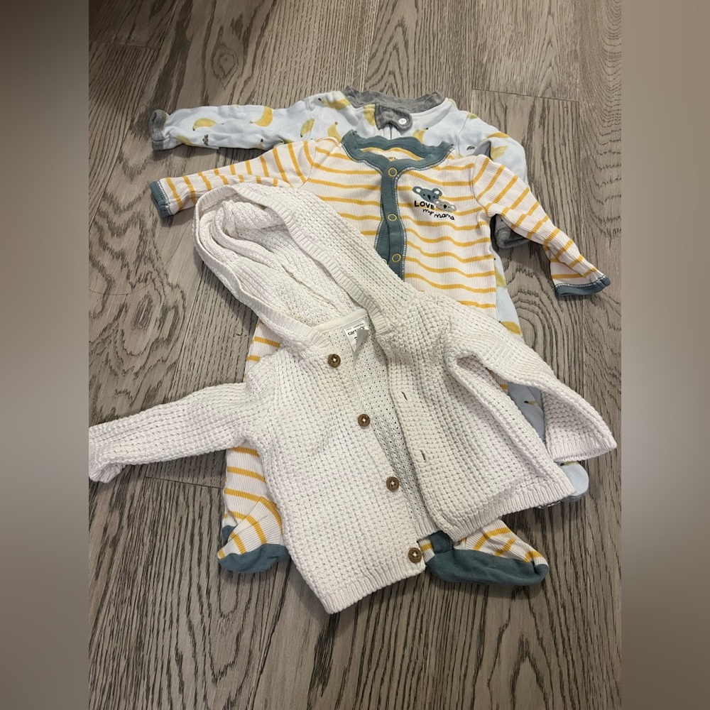 3 month onesies and cardigan